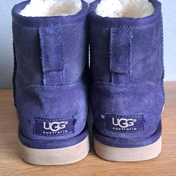 UGG Classic Mini Exotic Scales Marine Navy Blue Women 6 Suede Snow Boots Short - Picture 4 of 12